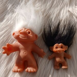 Vintage Troll Lot Dam Black Hair White TnT T T Fun Hand 1991 90s 1990s Toy Lot